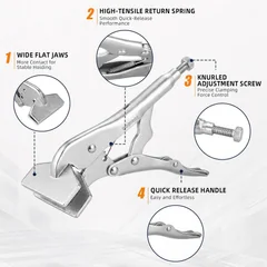 DOMINOX SNK-10108 Flat-Jaw Sheet Metal Locking Pliers, 8 in, thumbnail 5