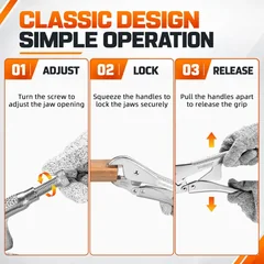 DOMINOX SNK-10610 Straight-Jaw Locking Pliers, 10 in, thumbnail 6